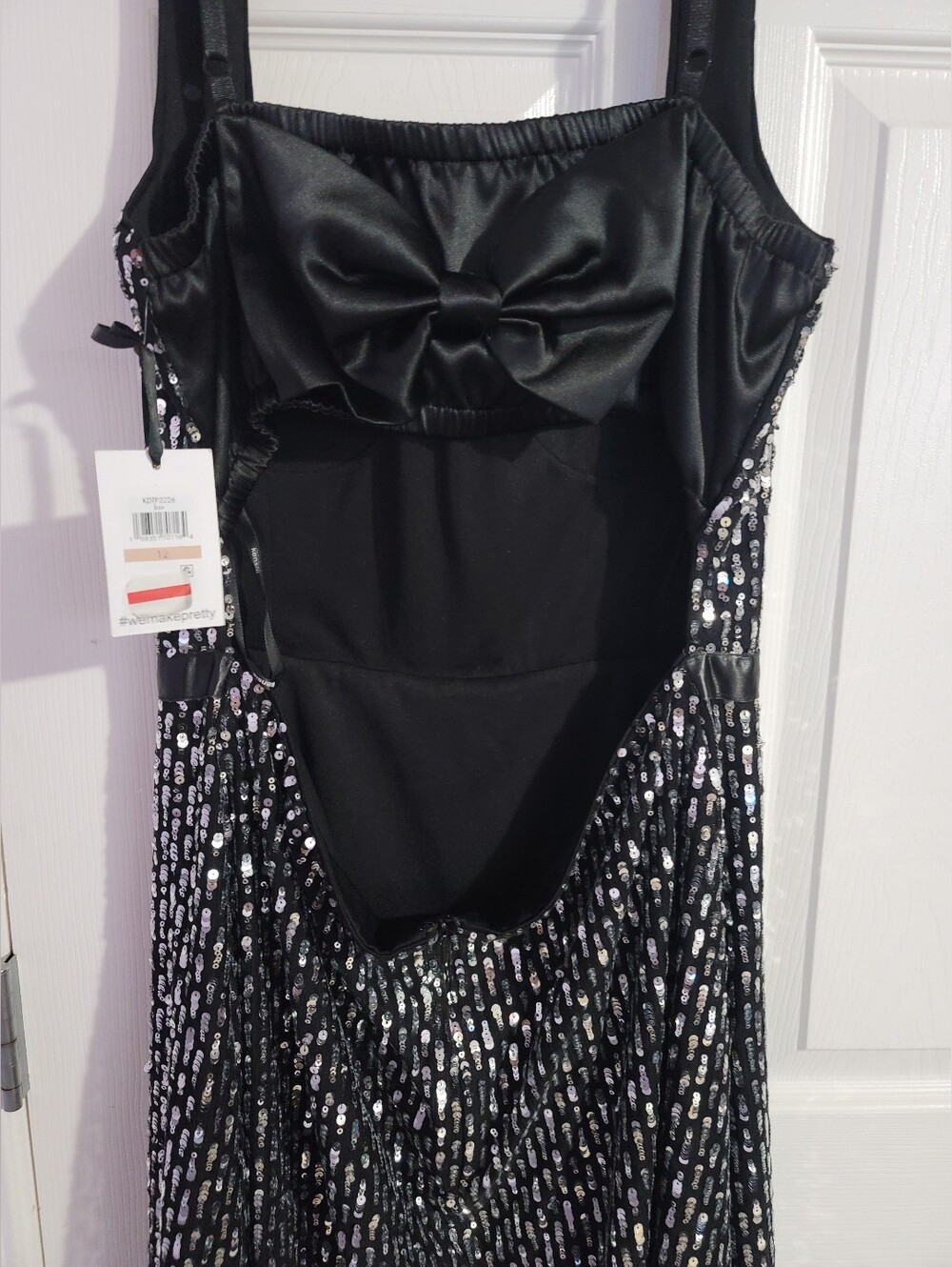 Kensie Black & Silver Dotted Sweetheart Midi Dress - Picture 7 of 8